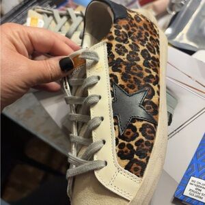 Leopard Print Low-Top Sneaker with Black Star Accent
